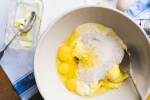 Mixing dough for Strawberry Cream Cheese Cookies