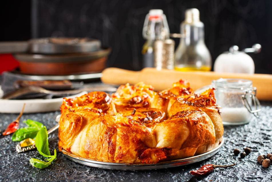 Savory monkey bread ready to serve